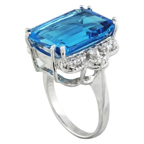 Topaz Diamond Ring 14K White Gold