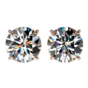 3 ctw Certified Quality Diamond Stud Earrings 10k Rose Gold