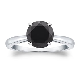 Natural 2.00 CTW Black Diamond Solitaire Ring 14K White Gold