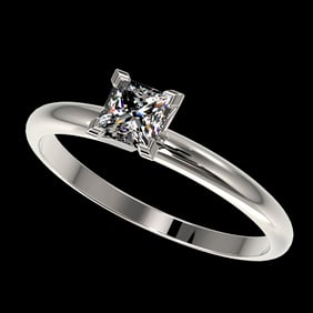 0.50 ctw Certified VS/SI Quality Princess Diamond Ring 10k White Gold