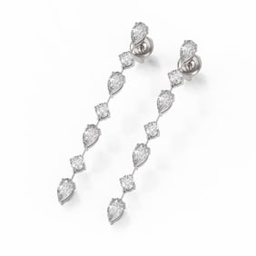 2.88 ctw Pear Cut Diamond Designer Earrings 18K White Gold
