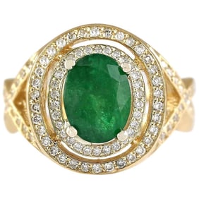 Natural Emerald 14 Karat Yellow Gold