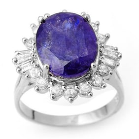 8.03 ctw Tanzanite & Diamond Ring 18k White Gold
