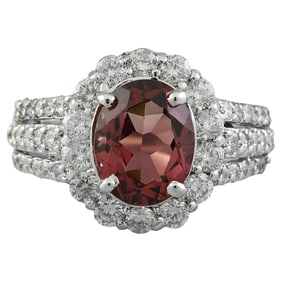 4.33 CTW Tourmaline 14K White Gold Diamond Ring