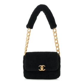 Chanel Shearling Quilted Single Flap Black