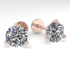 2.01 ctw Certified VS/SI Diamond Stud Earrings Martini 14k Rose Gold