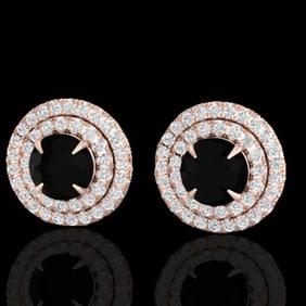 2 ctw Micro Pave VS/SI Diamond Certified Stud Earrings 14k Rose Gold