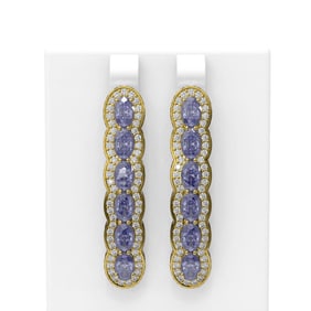 9.25 ctw Tanzanite & Diamond Earrings 18K Yellow Gold
