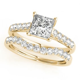 1.21 ctw Certified VS/SI Princess Diamond Wedding 14k Yellow Gold