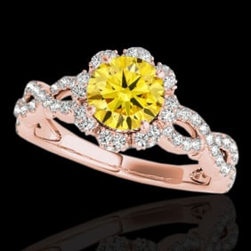 1.69 ctw Certified SI/I Fancy Intense Yellow Diamond Ring 10k Rose Gold