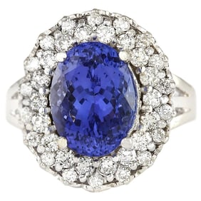 Exquisite Natural Tanzanite Diamond Ring In
