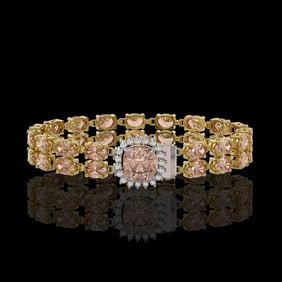 16.93 ctw Morganite & Diamond Bracelet 14K Yellow Gold