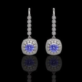5.2 ctw Certified Tanzanite & Diamond Victorian Earrings 14K White Gold
