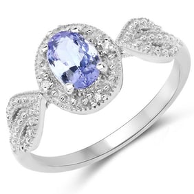 0.77 CT Genuine Tanzanite and White
