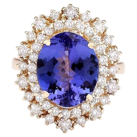 Natura Tanzanite Diamond Ring 14K Yellow Gold