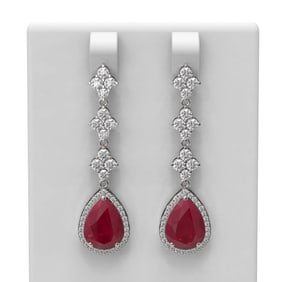 9.82 ctw Ruby & Diamond Earrings 18K White Gold