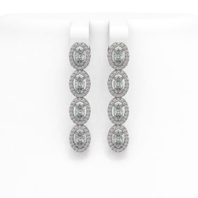 4.52 ctw Oval Cut Diamond Micro Pave Earrings 18K White Gold