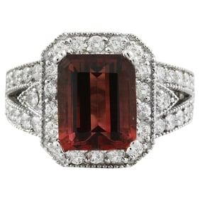 Tourmaline Diamond Ring 14K White Gold