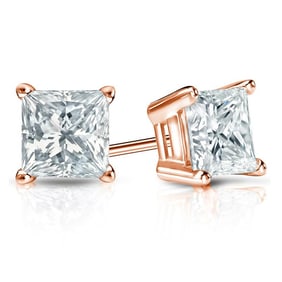 Natural 1.50 CTW Diamond Stud Earrings 14K Rose Gold