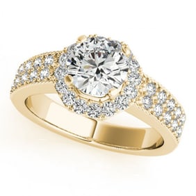 1.11 ctw Certified VS/SI Diamond Halo Ring 18k Yellow Gold