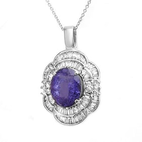 5.60 ctw Tanzanite & Diamond Pendant 18k White Gold