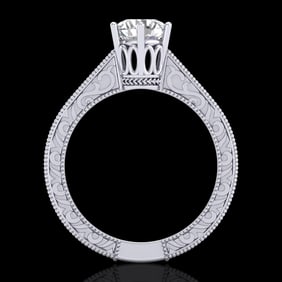 1 ctw VS/SI Diamond Solitaire Art Deco Ring 18k White Gold