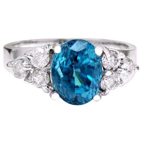 Natural Zircon Diamond Ring In 14