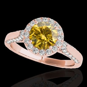 2.15 ctw Certified SI/I Fancy Intense Yellow Diamond Ring 10k Rose Gold