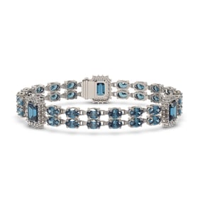 17.98 ctw London Topaz & Diamond Bracelet 14K White Gold