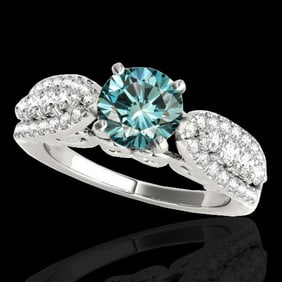 1.7 ctw SI Certified Fancy Blue Diamond Solitaire Ring 10k White Gold