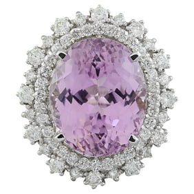 Kunzite Diamond Ring In 14 Karat