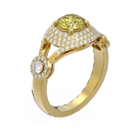 2.18 ctw Fancy Yellow Diamond Ring 18K Yellow Gold