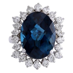 Topaz 14K White Gold Diamond Ring