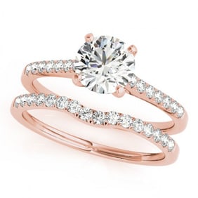 1.07 ctw Certified VS/SI Diamond 2pc Wedding Set 14k Rose Gold