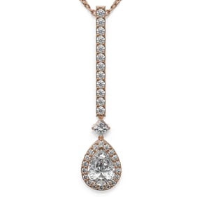 1.3 ctw Pear Cut Diamond Designer Necklace 18K Rose Gold
