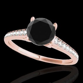 2 ctw Certified VS Black Diamond Solitaire Ring 10k Rose Gold