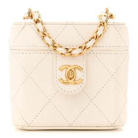 Chanel Lambskin Quilted Vanity Clutch With