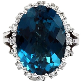 Topaz Diamond Ring 14K White Gold