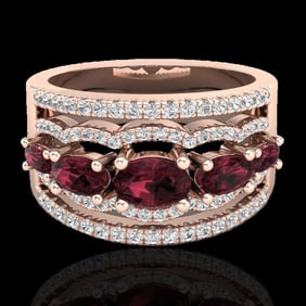 2.25 ctw Garnet & Micro Pave VS/SI Diamond Designer Ring 10k Rose Gold