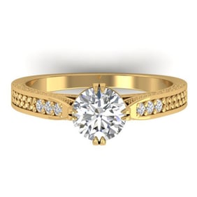 1.22 ctw Certified VS/SI Diamond Art Deco Ring 14k Yellow Gold