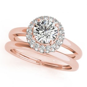 1 ctw Certified VS/SI Diamond 2pc Wedding Set Halo 14k Rose Gold