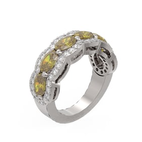 4.25 ctw Canary Citrine & Diamond Ring 18K White Gold
