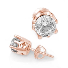 2.0 ctw Certified VS/SI Diamond Stud Earrings 14k Rose Gold
