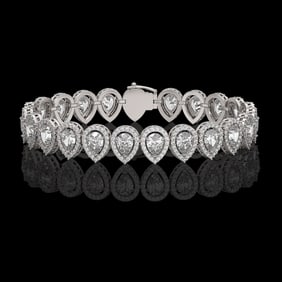 15.85 ctw Pear Cut Diamond Micro Pave Bracelet 18K White Gold