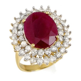 9.83 ctw Ruby & Diamond Ring 14k Yellow Gold