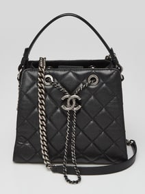 Chanel Black Quilted Caviar Leather CC