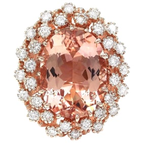 Morganite Diamond Ring 14K Rose Gold