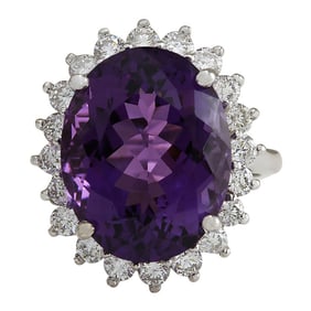 Natural Amethyst 14 Karat White Gold