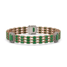 29.64 ctw Emerald & Diamond Bracelet 14K Rose Gold