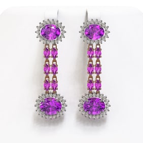 10.4 ctw Amethyst & Diamond Earrings 14K Rose Gold